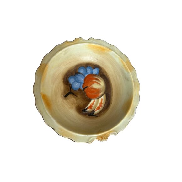 Hand-Painted Ceramic Scalloped Bowl With Fruit Design Trinket Dish - Picture 8 of 8